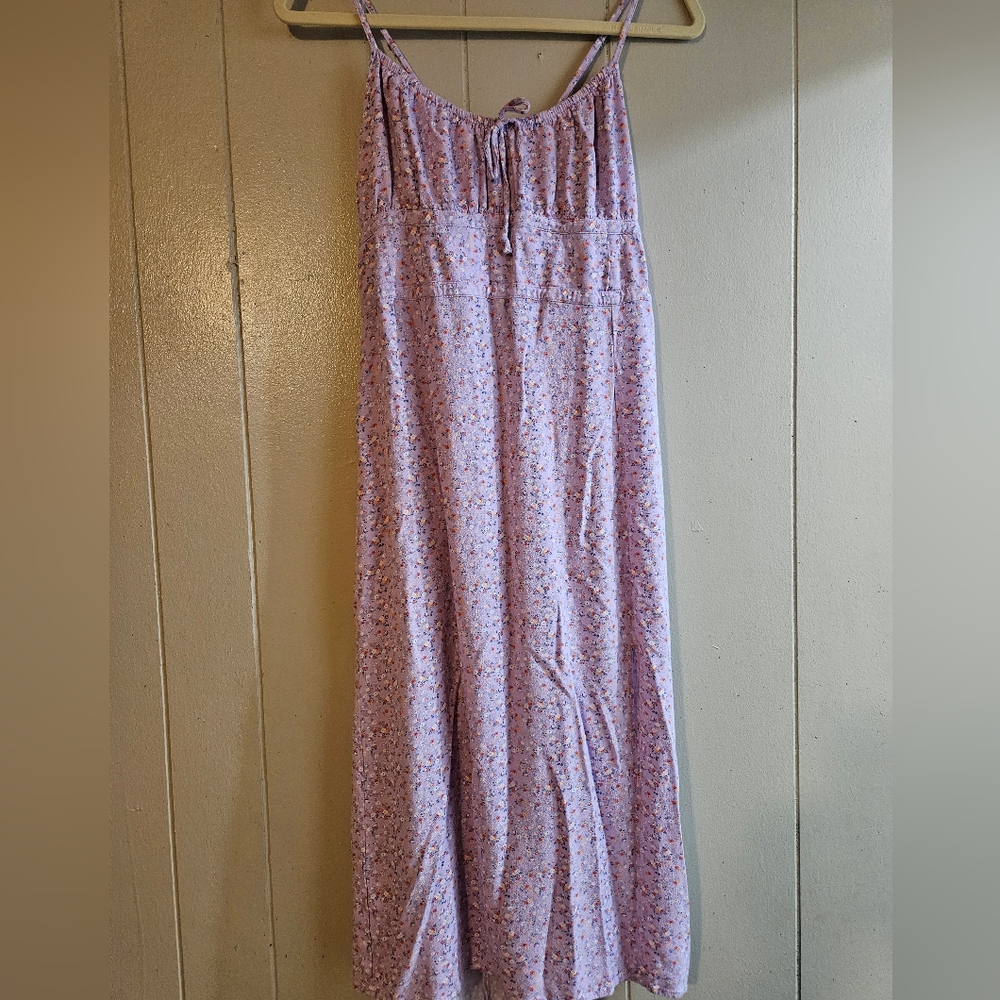 Aeropostle Floral Scoop Neck Tie Back Bustier Midi Dress - Size XL